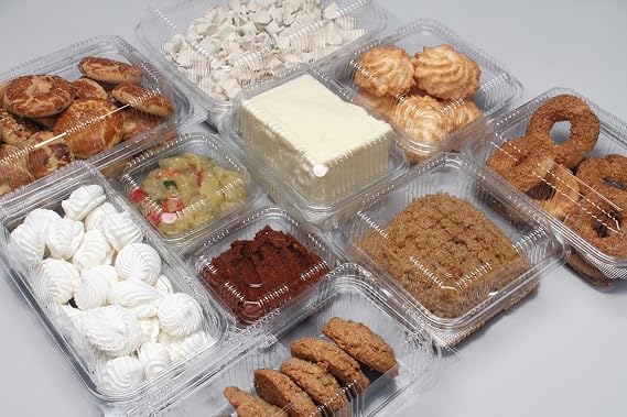 Disposable Plastic Interlocking Transparent Flat Lid Food Sakalam Container Leak Proof Container - 375 cc - 100 Pieces