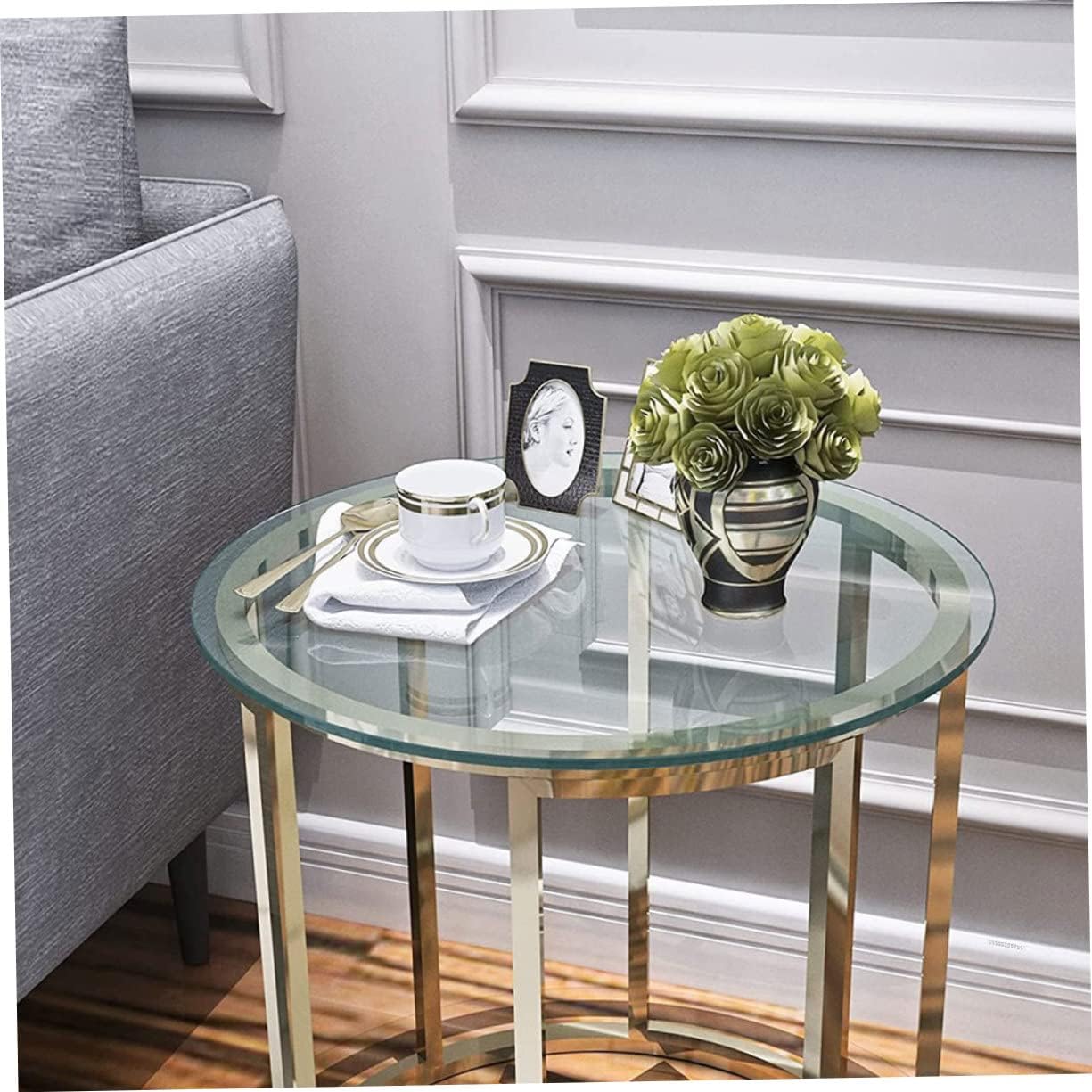 Cabilock Thickened Tempered Glass Table Shatterproof Easy Clean Suitable for Tea Table