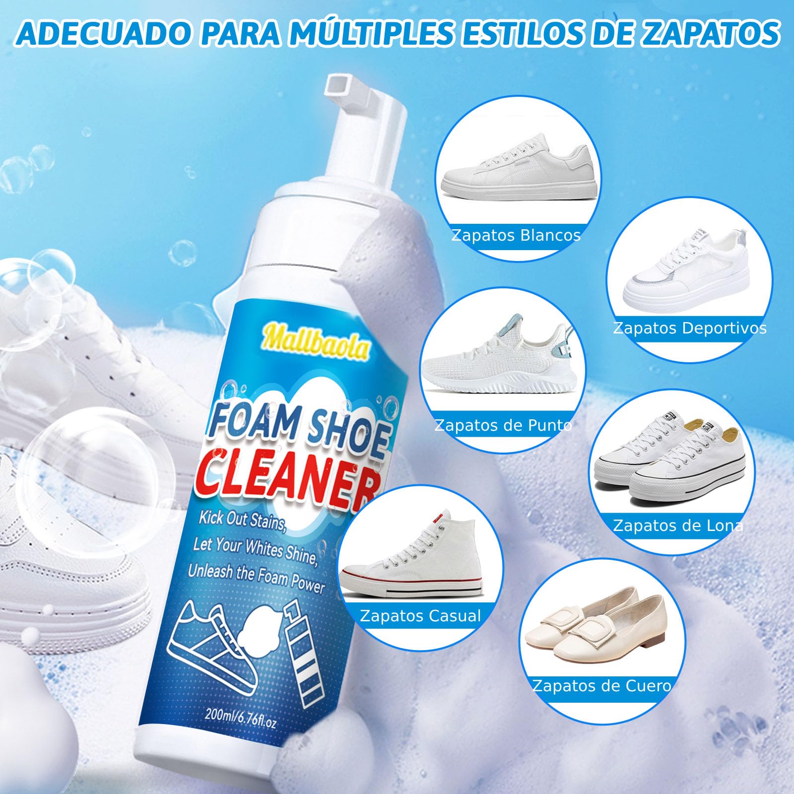 Limpiador Zapatillas, limpiador zapatillas blancas, Kit Limpieza Zapatillas de Zapatos para Eliminar Manchas, Kit de limpieza de zapatos Para limpiador de cuero, tejido, botas, lona y gamuza