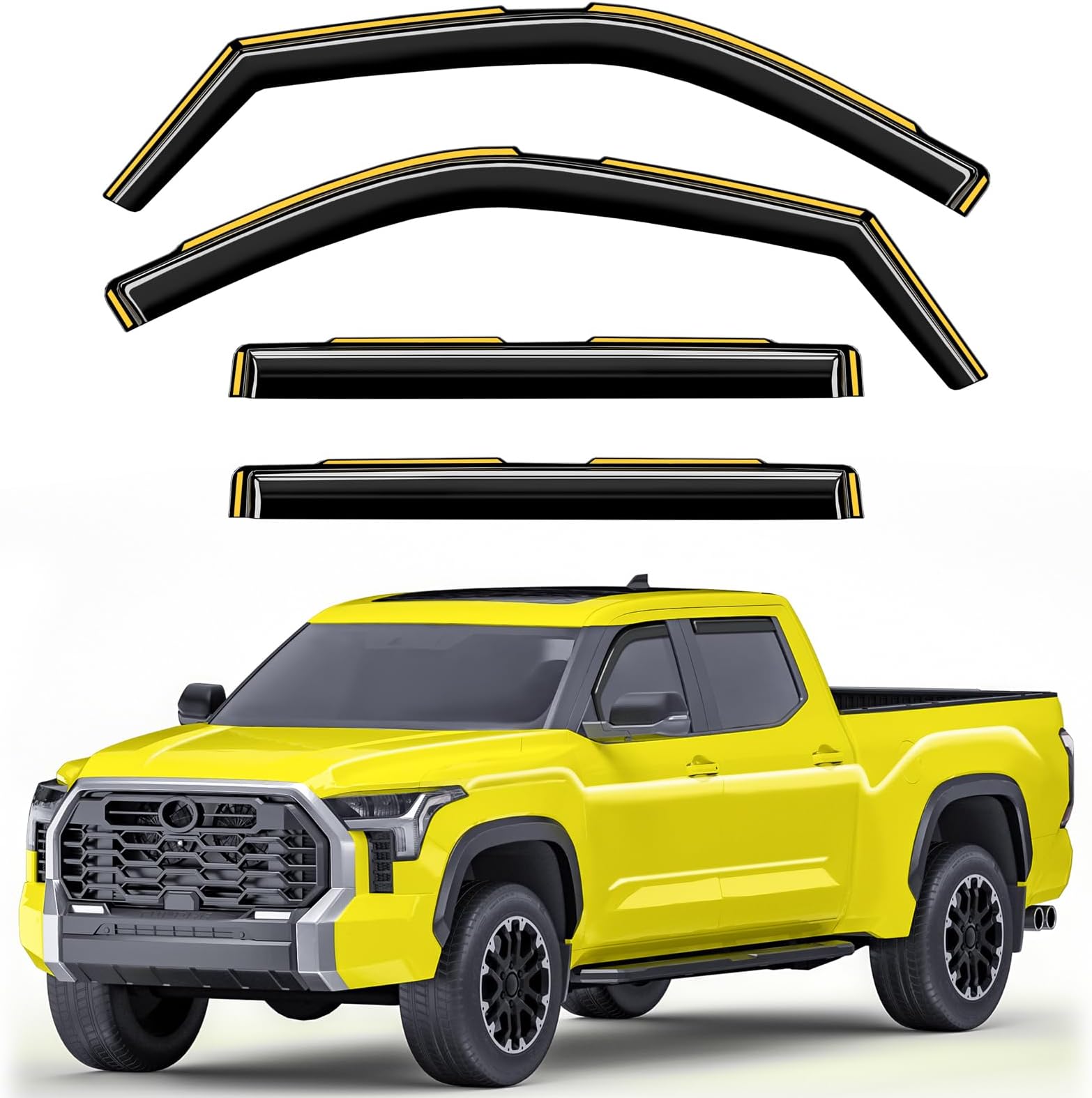 - in-Channel Window Rain Guards Fit for Toyota Tundra 2022 2023 2024 2025 2026 CrewMax, Extra Durable Rain Guards Window Deflectors Vent Visors Vent Shades Exterior Truck Accessories