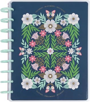 Happy Planner 12-Month Undated Disc-Bound Planner for New or Expecting Parents, Classic Size, Pregnancy Layout, Butterflies and Blooms Theme
