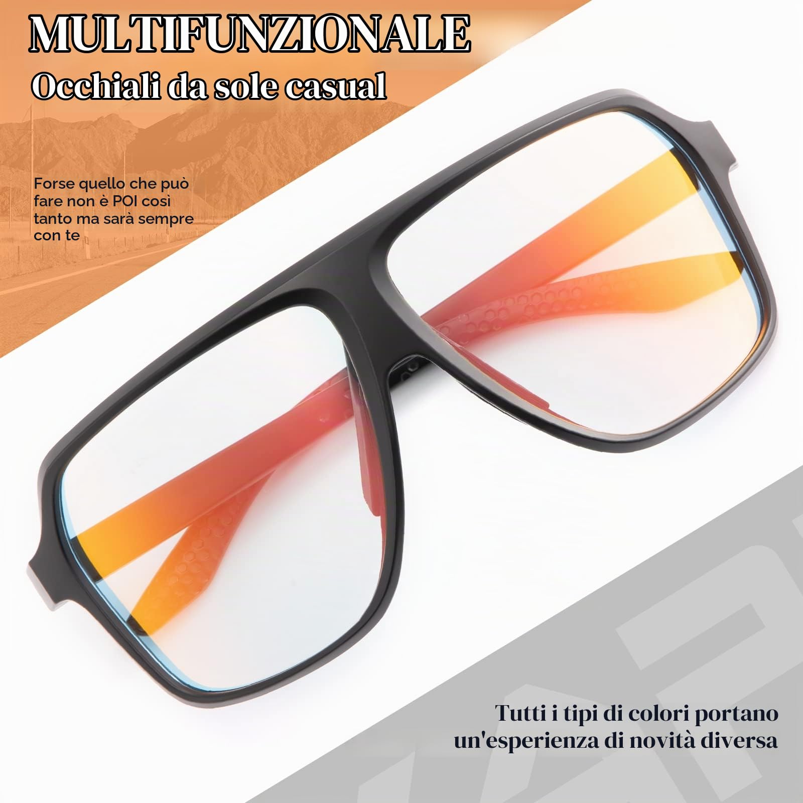 KAPVOE Occhiali da Sole Fotocromatici Occhiali ciclismo Bici da Corsa MTB Uomo Donna Trasparenti Sportivi - K64
