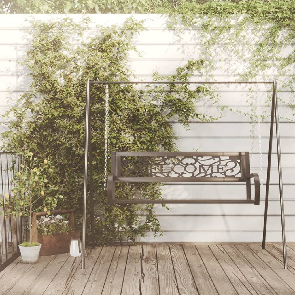 Genérico Banco balancín de jardín 125 cm Acero y plástico negro-317143