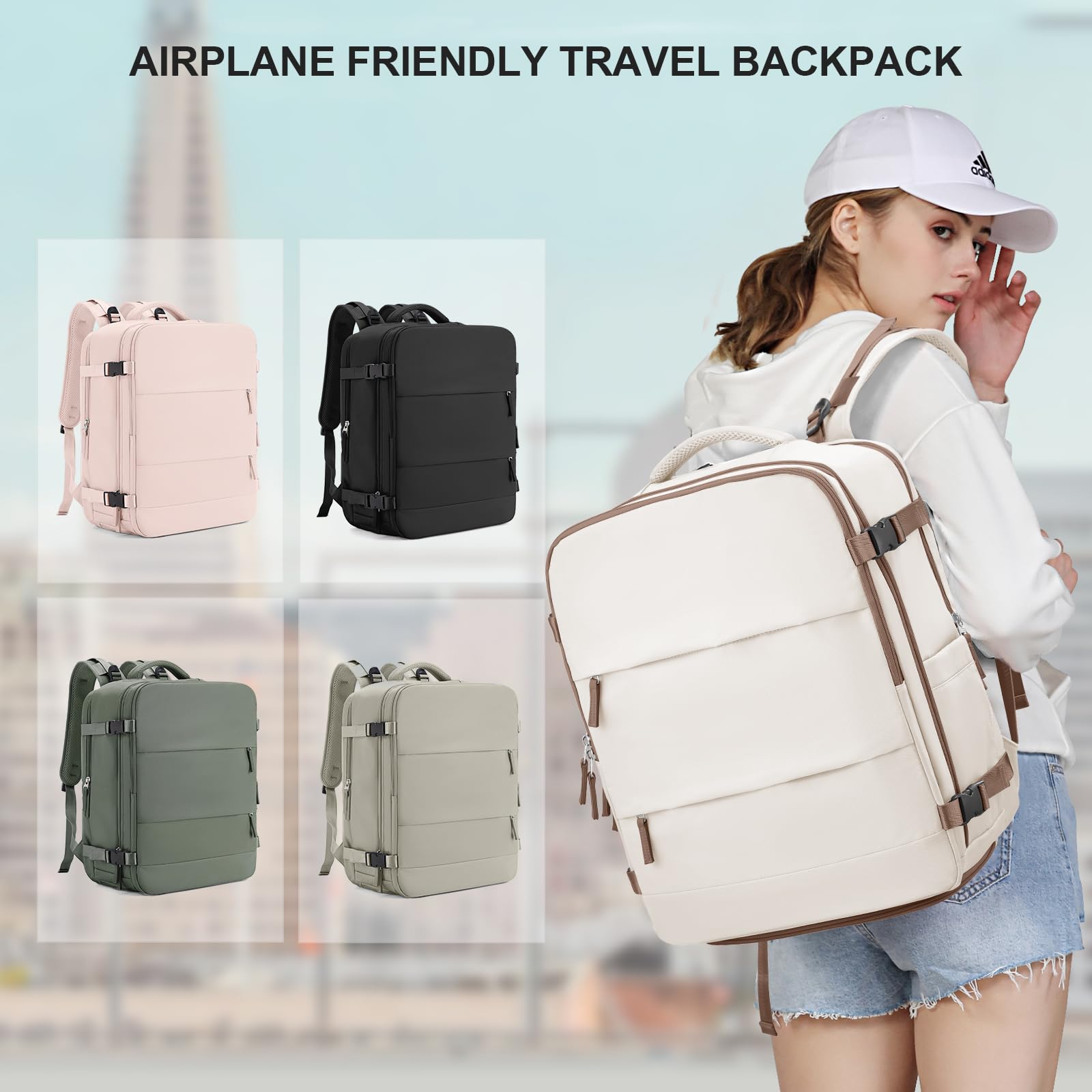 SZLX Zaino Ryanair 40x20x25 Donna Zaino da Viaggio Bagaglio a Mano 20L Uomo Borse da cabina 45x36x20 Easyjet Travel Backpack Adatto a laptop da 14 Pollici con scomparto per scarpe per Lavoro e Scuola