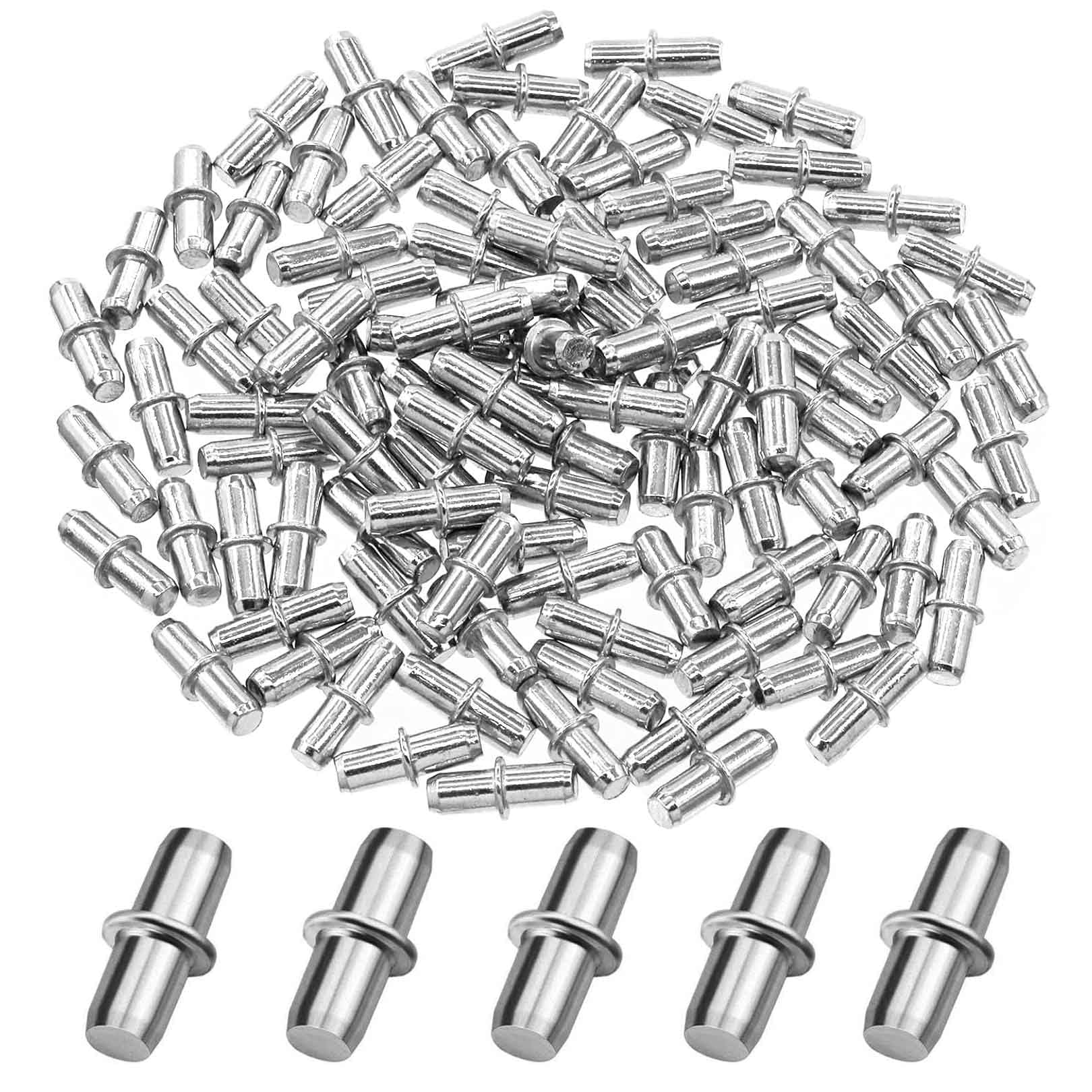 Jc.upin Silver 30 Pcs Shelf Support Pegs - 5Mm Shelf Supports Pins For Kitchen Cabinet Bookcase Closet Wardrobe Cupboard Wood Glass Shelves, Kitchen Cupboard Shelf Supports For Shelves Cabinets Brackets