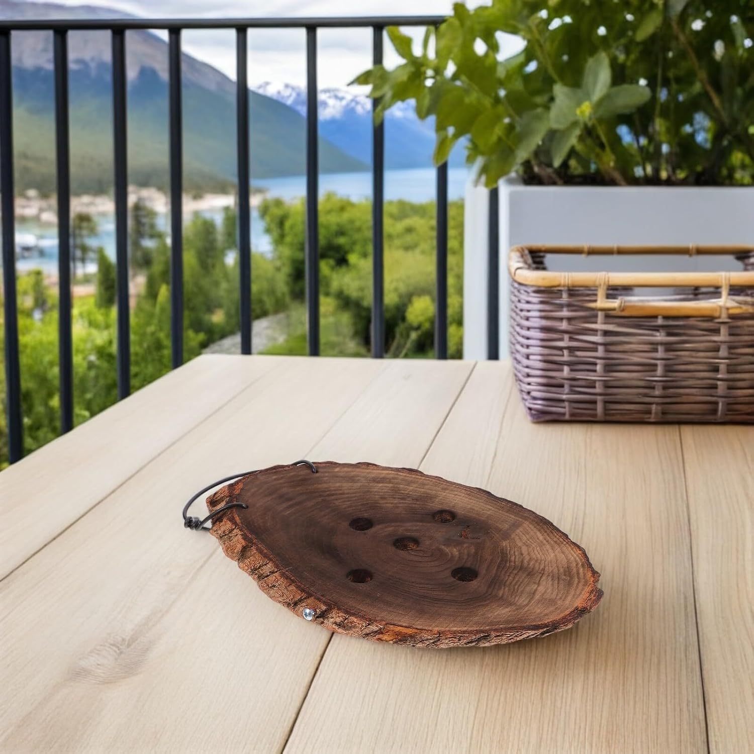 HANABASS Rustic Solid Wood Wall Mounted Planter Board for Ferns and Orchids, Oval 15x30cm 2pcs Hanging Plant Holder for Indoor Vertical Gardening