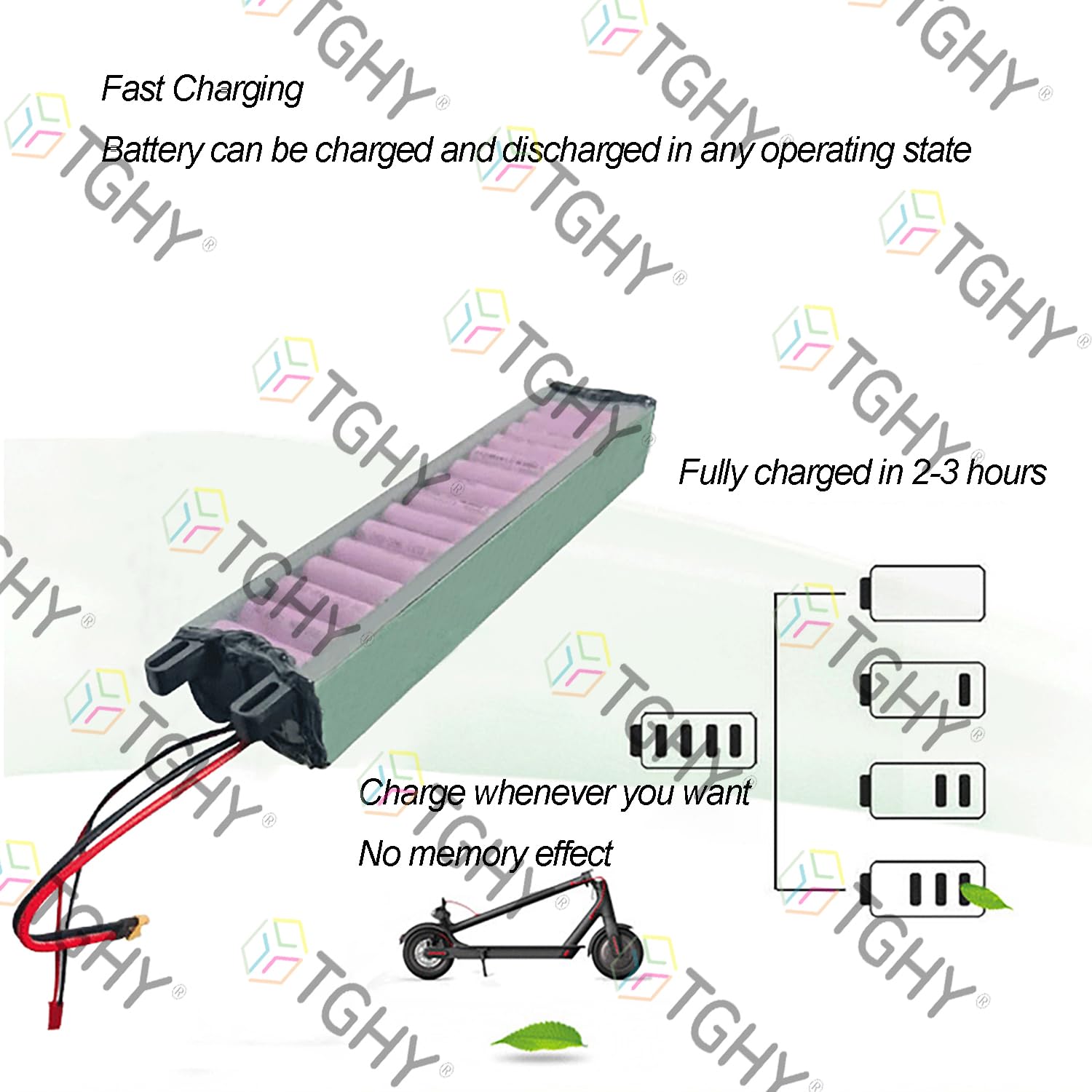 TGHY Batteria al Litio Pieghevole per Monopattino Elettrico 36V 4.4Ah 5.2Ah 6.6Ah 7.8Ah, Batteria di Ricambio per monopattini elettrici, Hoverboard e Skateboard con Motore 280,8W.,36v7.8ah