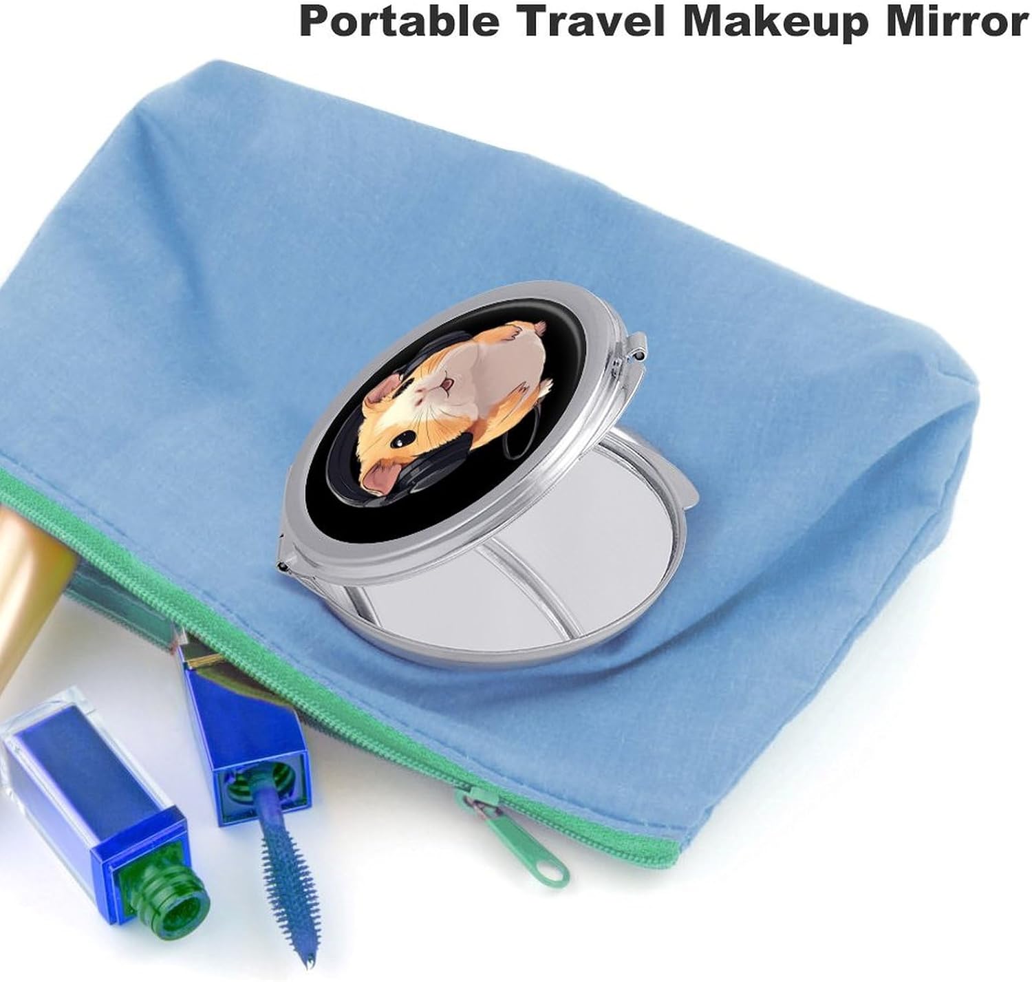 Funny Guinea Pigs Compact Makeup Mirror Mini Foldable Cosmetic Mirror Portable Travel Mirror for Purse Pocket