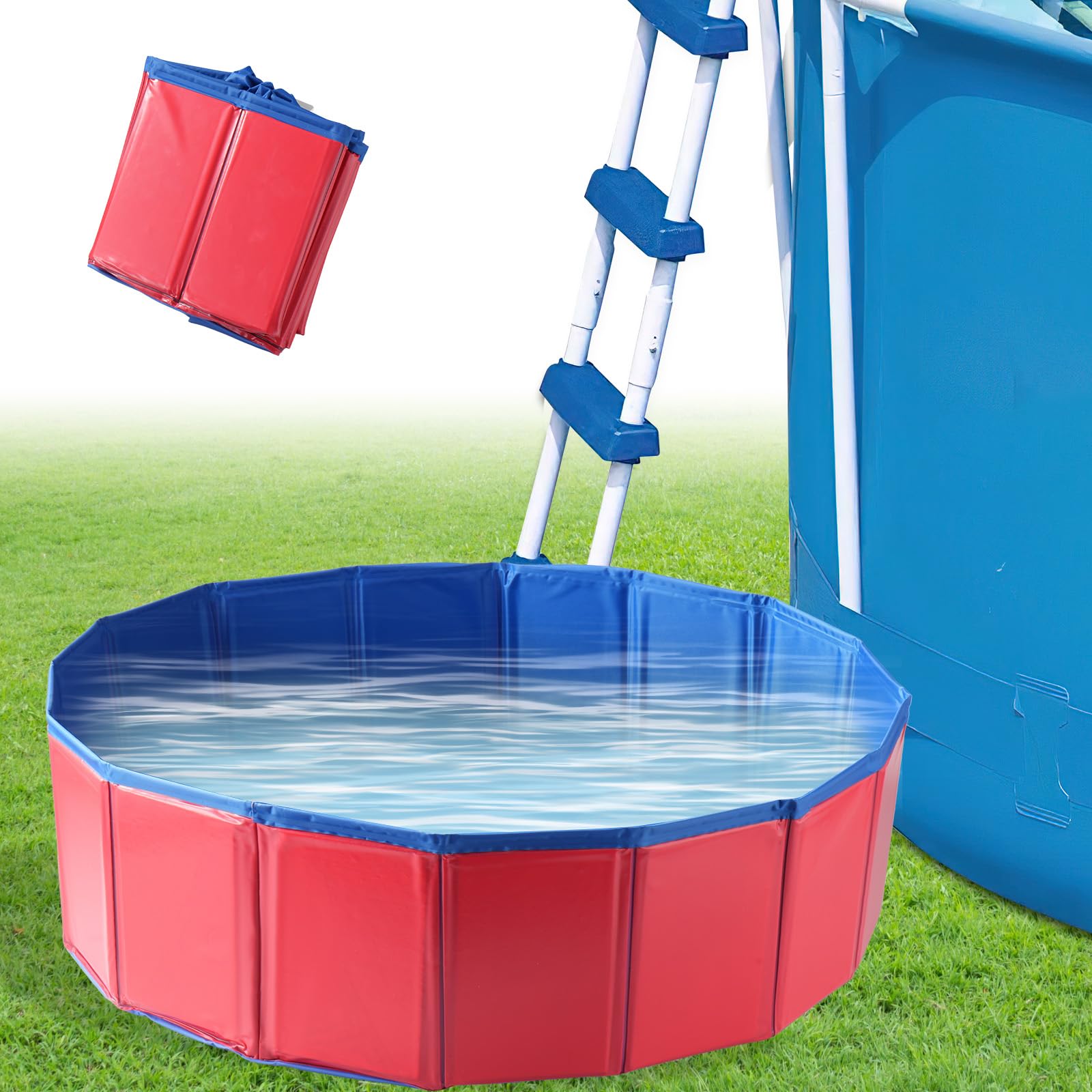 Portable Pool Foot Bath, Extra-Large 23.6" & Inflatable-Free, Collapsible Pool Foot Wash Tub, Foot Bath Basin for Pool Entry, Foot Bath for Above