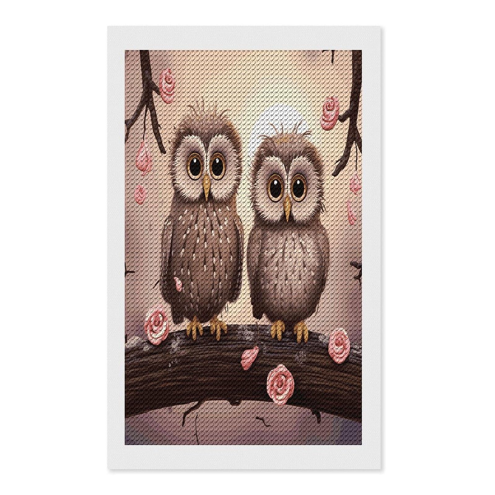 Cute Owls Diamond Art Kits for Adult Round Full Drill Diamond Dots Paintings for Beginner Picture Art DIY Diamond Painting Kits 5D Diamond Art Painting for Home Wall Decor 12"x20"
