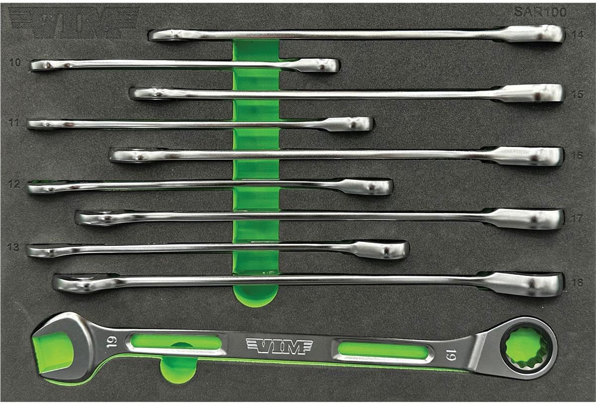 VIM Tools 10 PC. Slim Angled RATCHETING Wrench Set