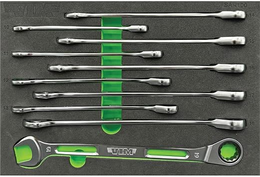 VIM Tools 10 PC. Slim Angled RATCHETING Wrench Set