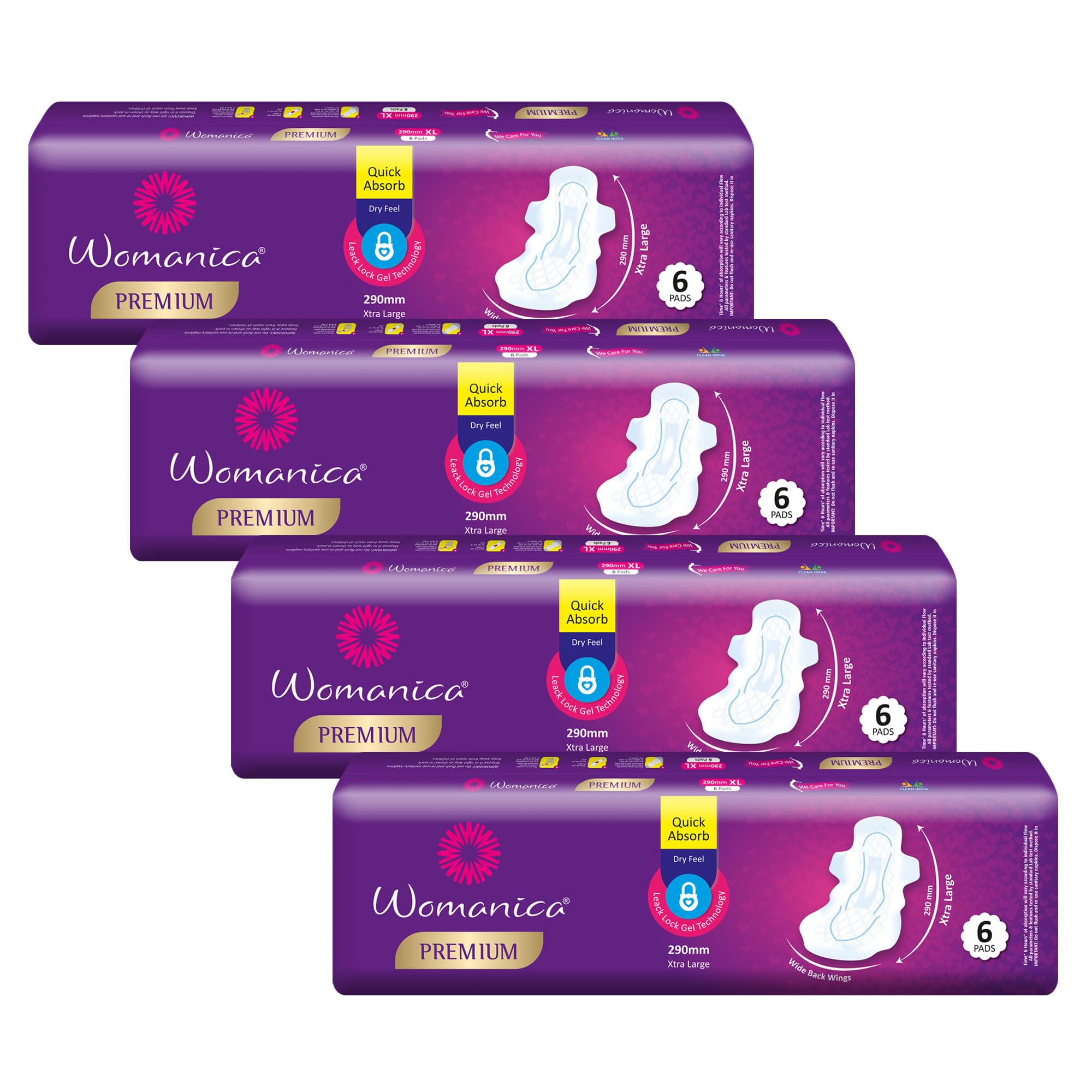 Womanica Premium Sanitary Pads for All-Day Protection with Advanced Absorbency Core | XL- Size, 290MM | 24 Pads (Pack of 4) (B0DF2WZQKL) Amazon Price History, Amazon Price Tracker