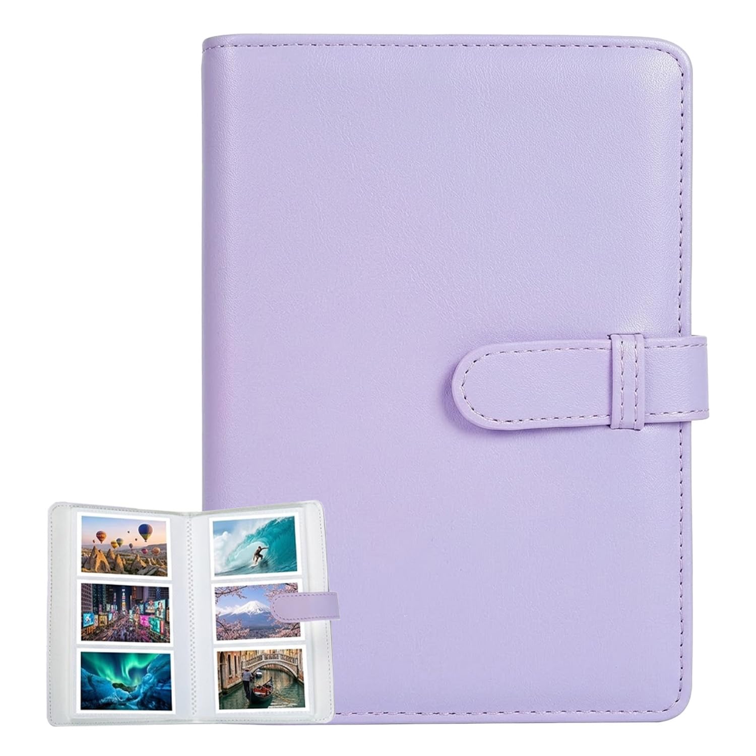 108 Pockets Mini Photo Album Compatible with Fujifilm Instax Mini film, Leather Photo Album for Instax Mini 12/11/7+/9/Evo/Link 2, 2x3IN Photo Album for Canon ivy 2 Kpop Photocard (Purple)