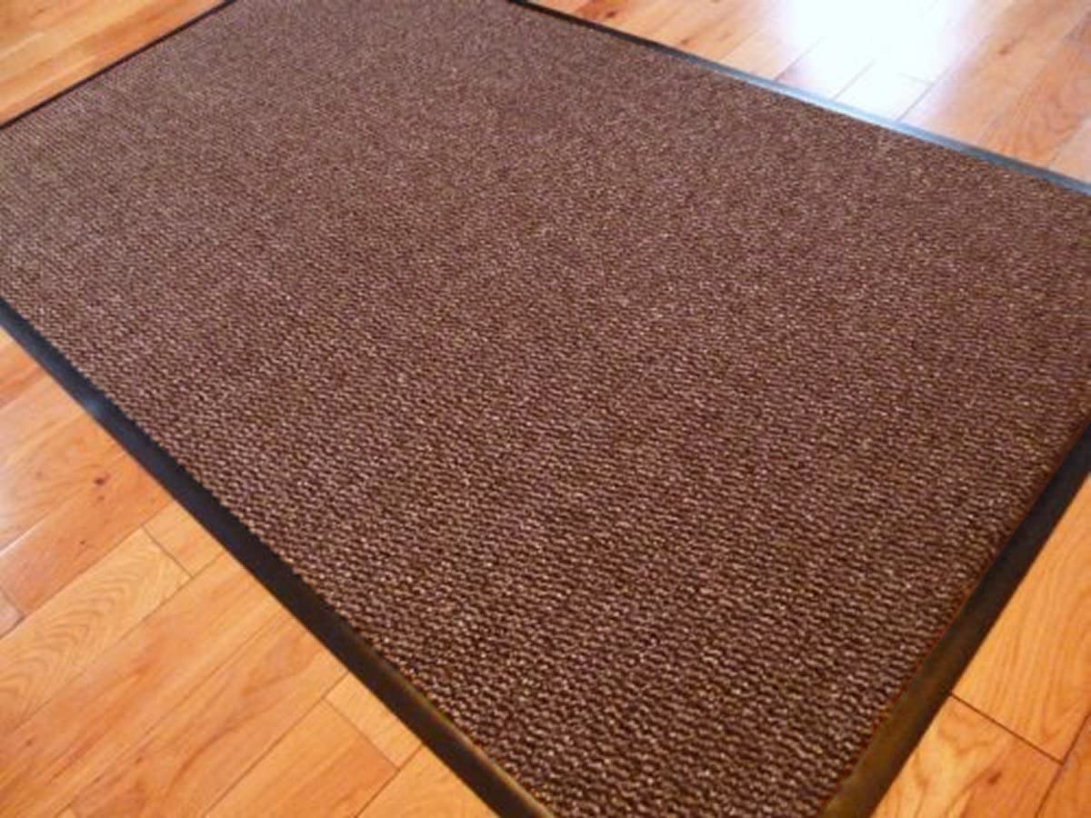 TrendMakers Large Medium Entrance Door Mat 60cm x 80cm Rubber Backed Non Slip - Beige/Black — image 1