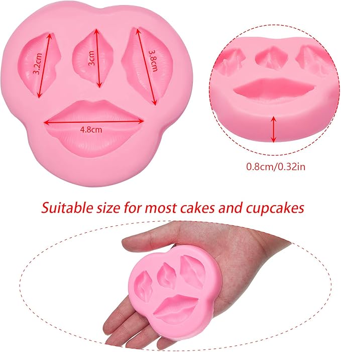 Molde de silicona para labios, 2 piezas, para hornear chocolate y fondant miniatura 3