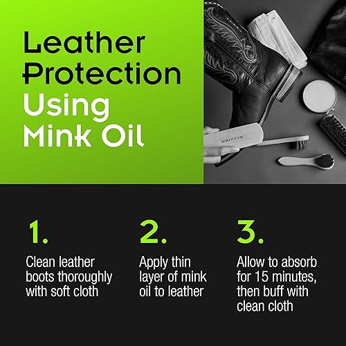 Miniatura 4 de Griffin Aceite de visón para botas de cuero, 3.17 onzas, fórmula premium fabricada en Estados Unidos, restaura, suaviza y acondiciona - Protege e