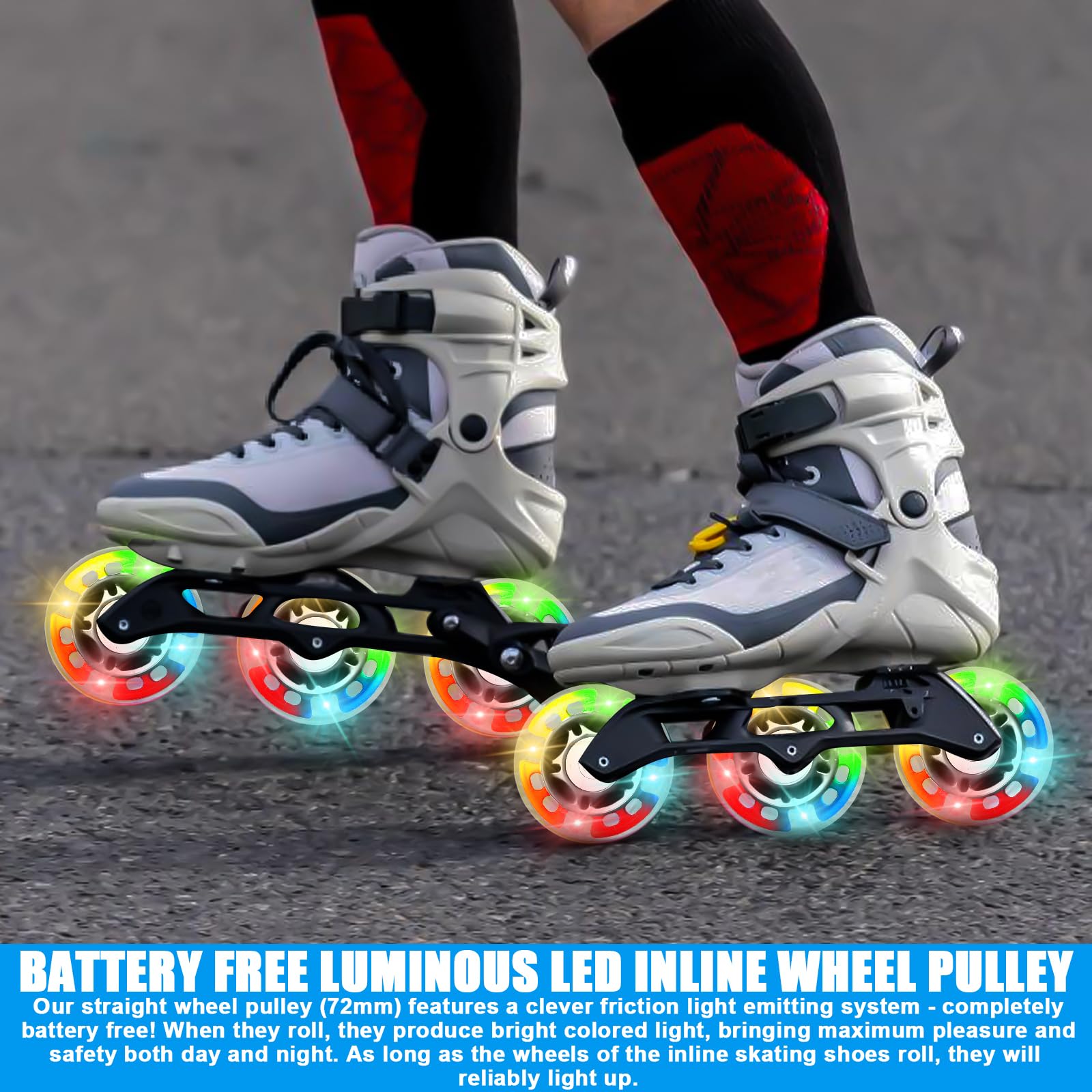 JCXYL EV Lot de 4 roues de rechange pour patins à roues alignées - 72 mm, 76 mm, 80 mm - Matériau en caoutchouc - Pour extérieur et intérieur - 88 A - 80 mm