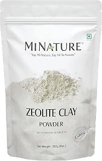 Zeolite Clay powder by mi nature | Zeolite clay | 227g(8 oz) | Absorbs excess oil | Skincare face masks, face scrubs, and body cleansers |Repair Damaged Hair | Vegan | 100% Natural