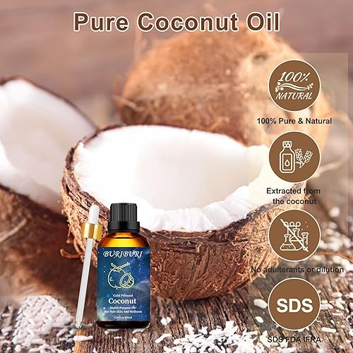Miniatura 2 de BURIBURI Aceite esencial de coco de 3.4 fl oz, aceite perfumado de grado prémium para difusores, masajes, fabricación de jabón