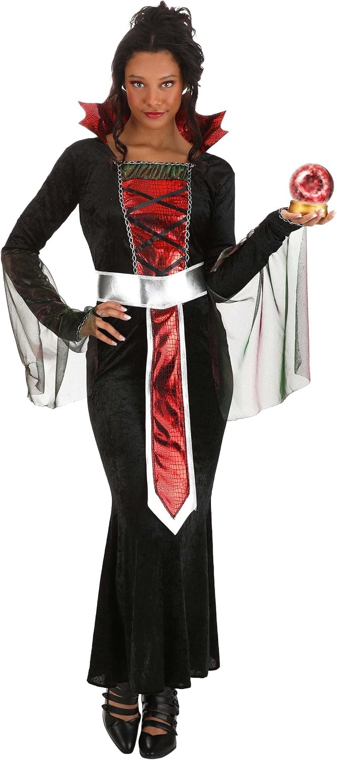 Women's Mystic Sorceress Costume Dress, Female Vampire Dracula Outfit, Gothic Queen Vampiress Cosplay