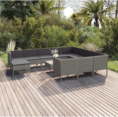 ZQQLVOO Juego de mesa de comedor de jardín para patio trasero resistente a todo tipo de clima juego de muebles de exterior de 12 piezas con cojines