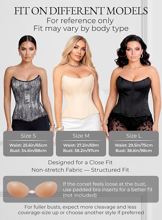 WS Waist Secrets Perfect Corset NYC OVERBUST Satin Corset Top Lace up with 15 Steel Boned