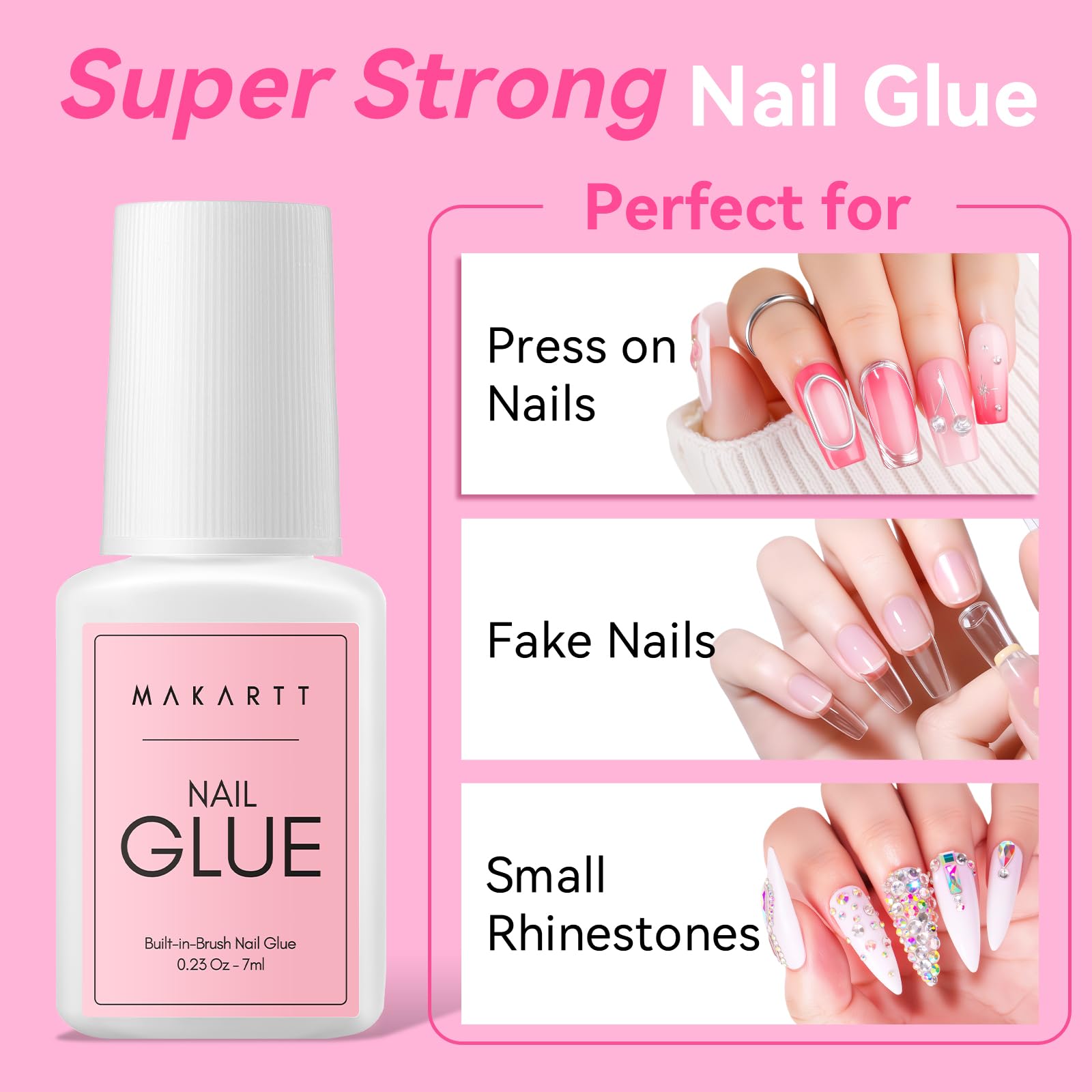 Makartt Colle Faux Ongles Extra Forte avec Pinceau, 7ml Colle Ongle Professionnelle pour Ongles Acryliques, Faux Ongles ou Ongles Cassés, Nail Glue Longue Tenue pour Usage en Salon - 3