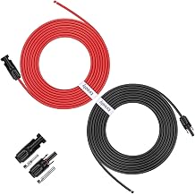 iGreely 20 Feet 10AWG Solar Extension Cable with Female and Male Connector Solar Panel Wire Adapter 20FT Red + 20FT Black