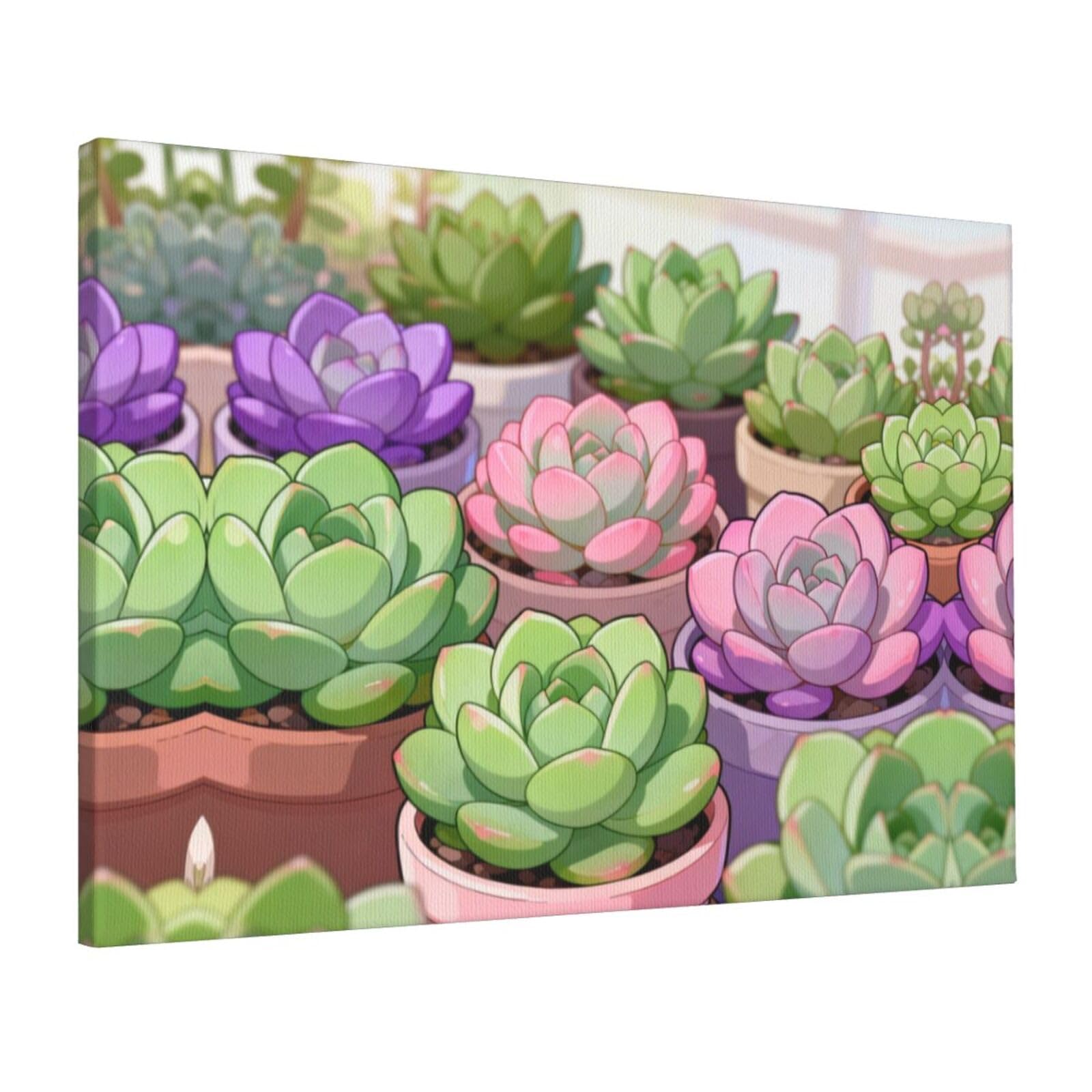 CNTDBU Succulent Plant Set Canvas Wall Art 16x24 Inch-Large Modern Painting Print for Living Room, Framed Ready to Hang Artwork for Bedroom