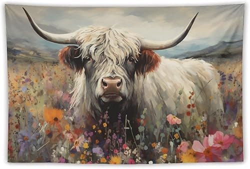 FeoYoed Tapiz para colgar en la pared, decoración estética para dormitorio, sala de estar, tapices de arte de pared, animales de las tierras altas,