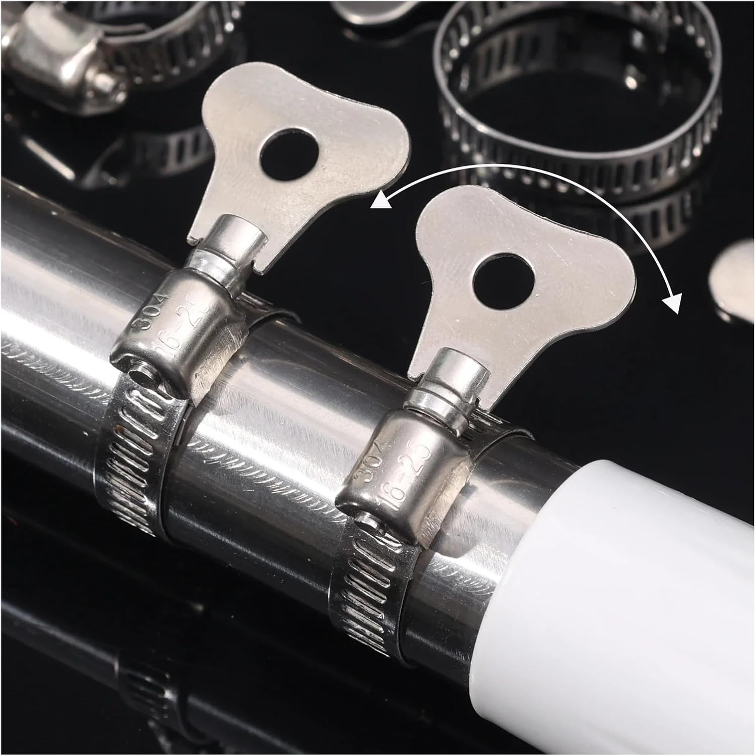 10-30Pcs Adjustable Hose Clamps with Handle Stainless Steel Hoop Clamps Faucet Water Pipes Fasteners Worm Gear Hose Clip Hardware(20pcs 13-19mm)