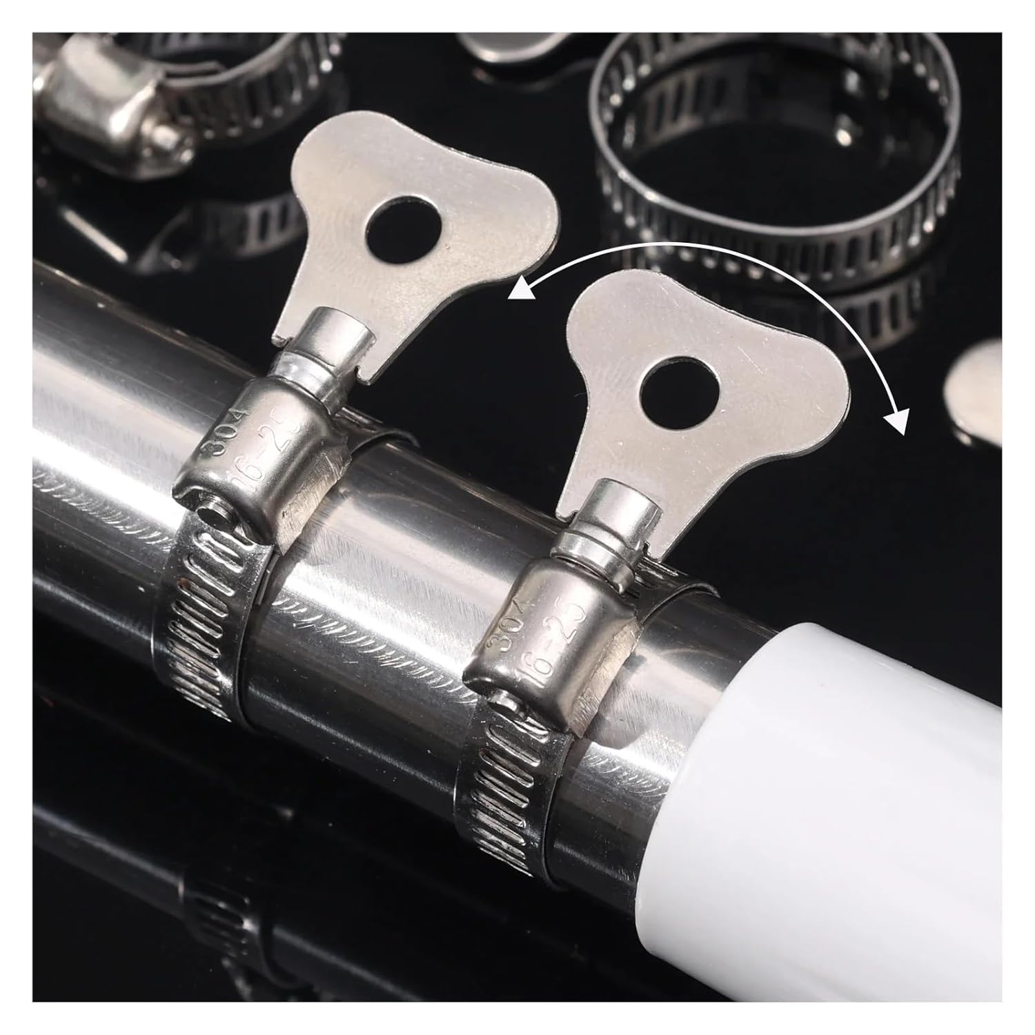 10-30Pcs Adjustable Hose Clamps with Handle Stainless Steel Hoop Clamps Faucet Water Pipes Fasteners Worm Gear Hose Clip Hardware(10pcs 16-25mm)