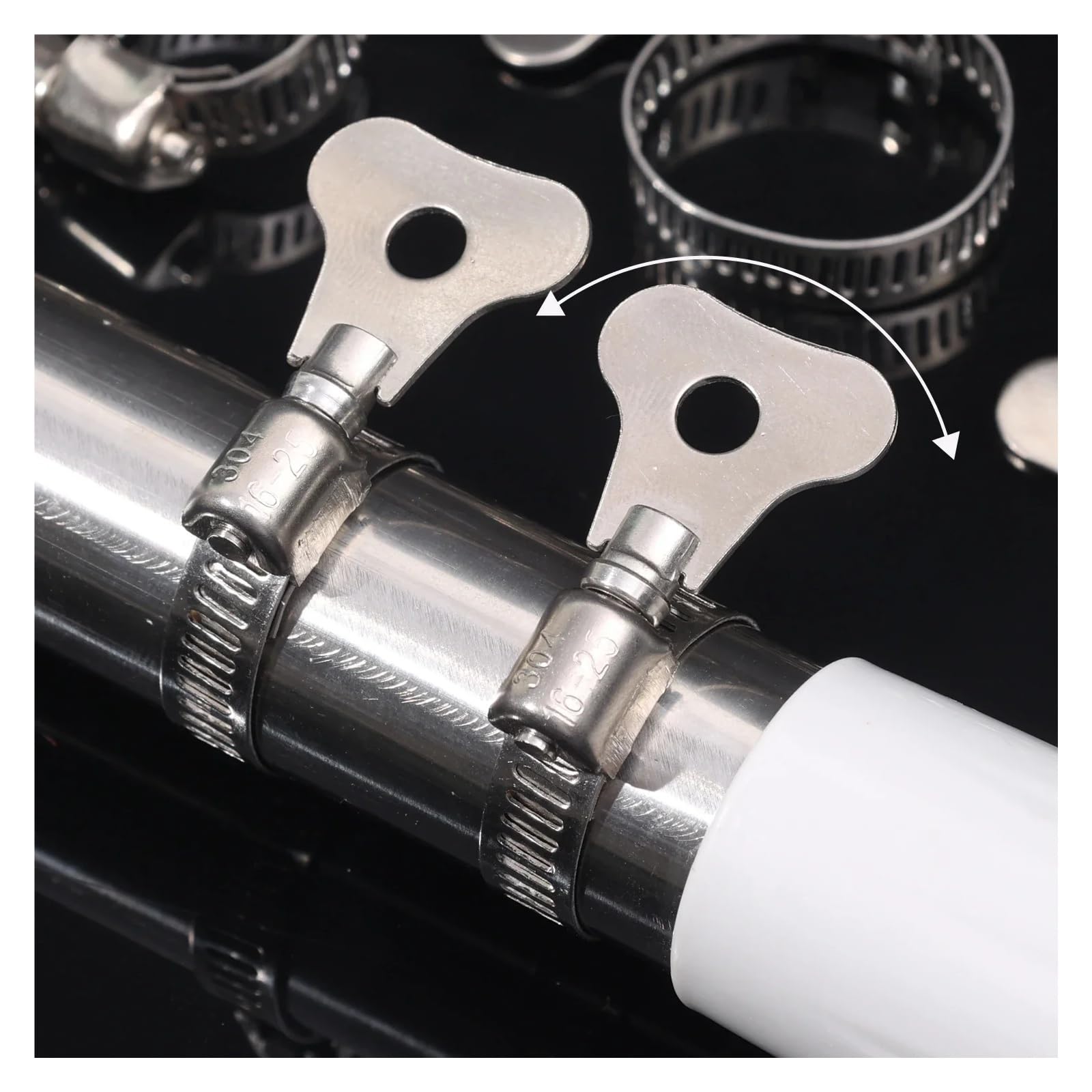 Abrazaderas de manguera ajustables con mango, abrazaderas de aro de acero inoxidable, sujetadores for tuberías de agua, engranaje de tornillo sin fin, Clip for manguera, 10-30 Uds.(20pcs 16-25mm)