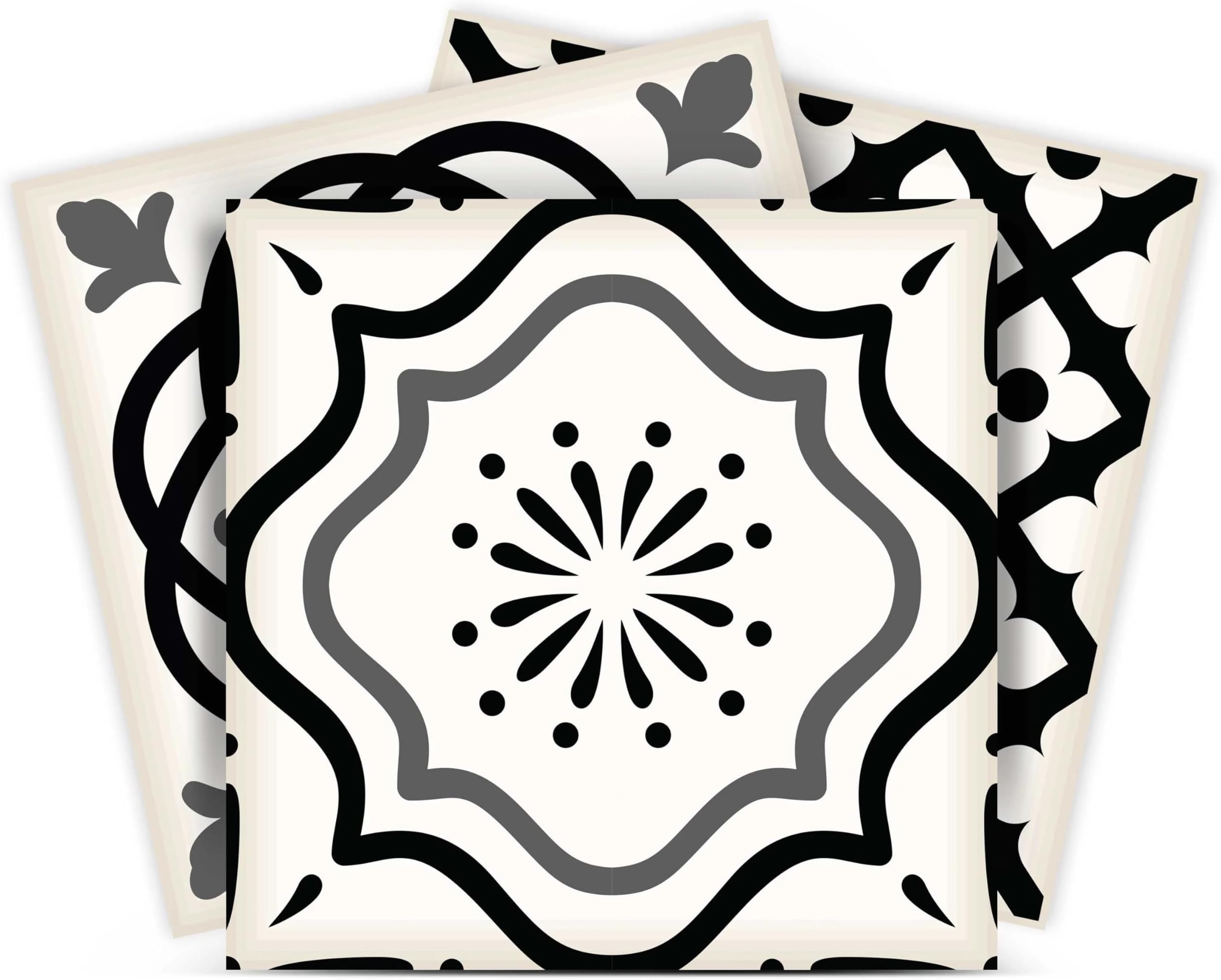 Black & white collection Peel and Stick Tile Stickers 24 PC Set backsplash Tile Decals Bathroom & Kitchen Vinyl Wall Decals Easy to Apply Just Peel & Stick Home Decor (Black & white SET, 6x6 Inch)