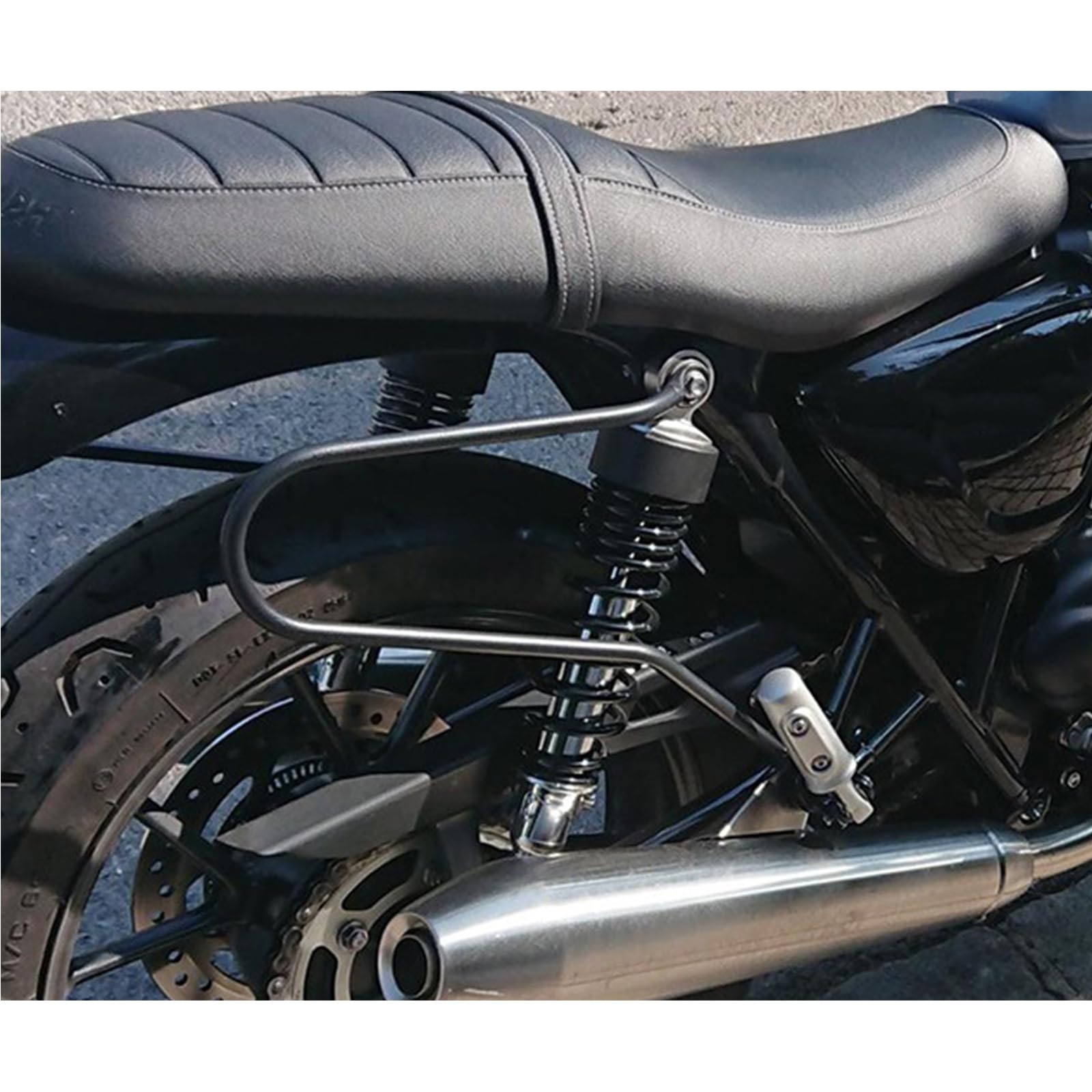 Porte-bagages latéral en fer pour moto, porte-bagages de voyage robuste, compatible avec Triumph Bonneville T100 T120 T900 (chromé)