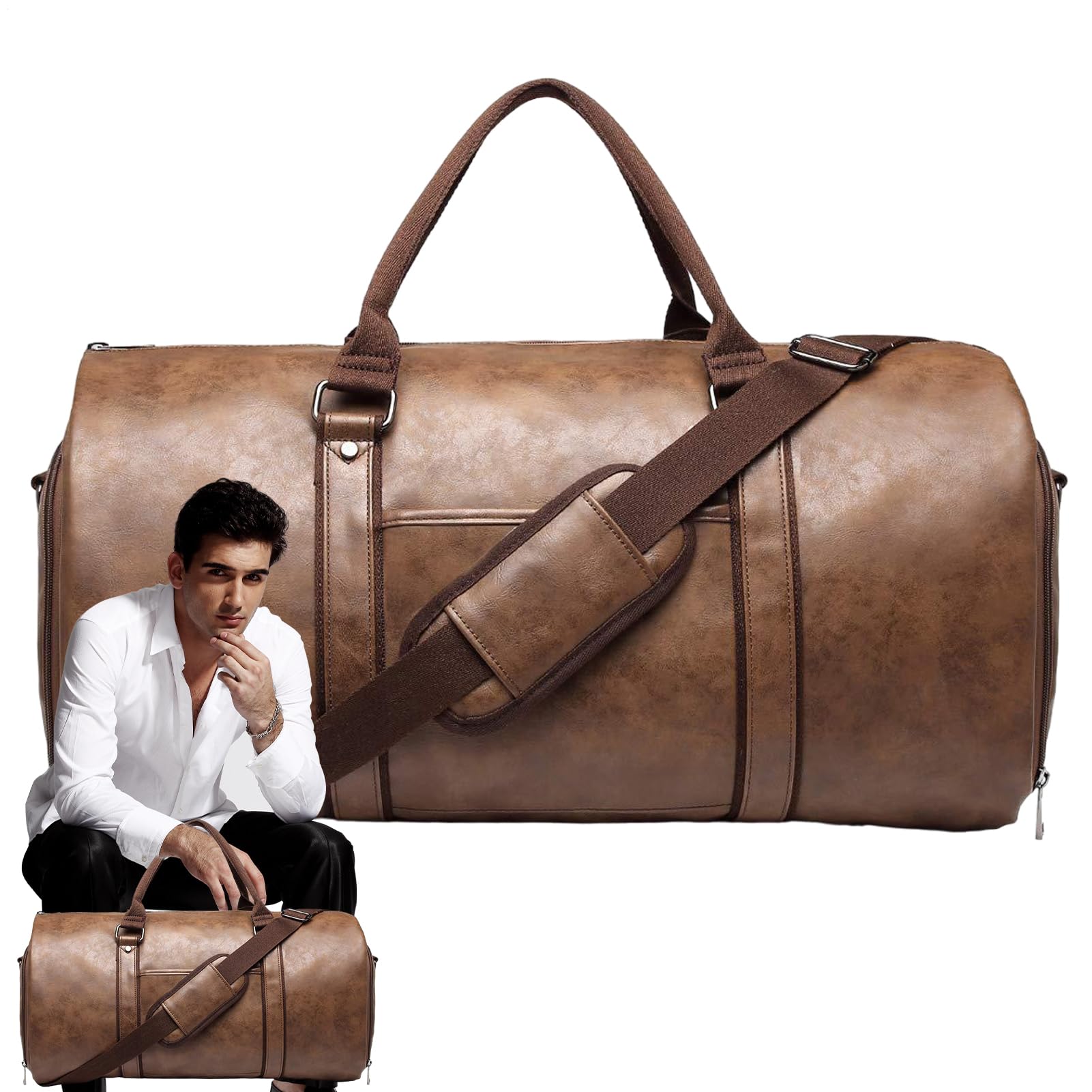 Portaabiti da viaggio, in pelle, design impermeabile, scomparto separato | per scarpe, custodia per abiti per marito, uomini e donne, uso formale da viaggio, lunga durata, grande capacità