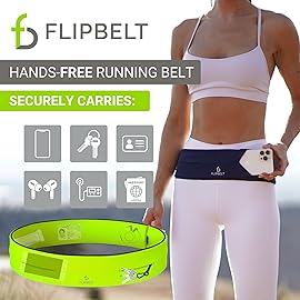 FlipBelt Classic Running Belt for Phone and Small Accessories, Exercise Waist Pouch for Women and Men, XL, Neon Yellow