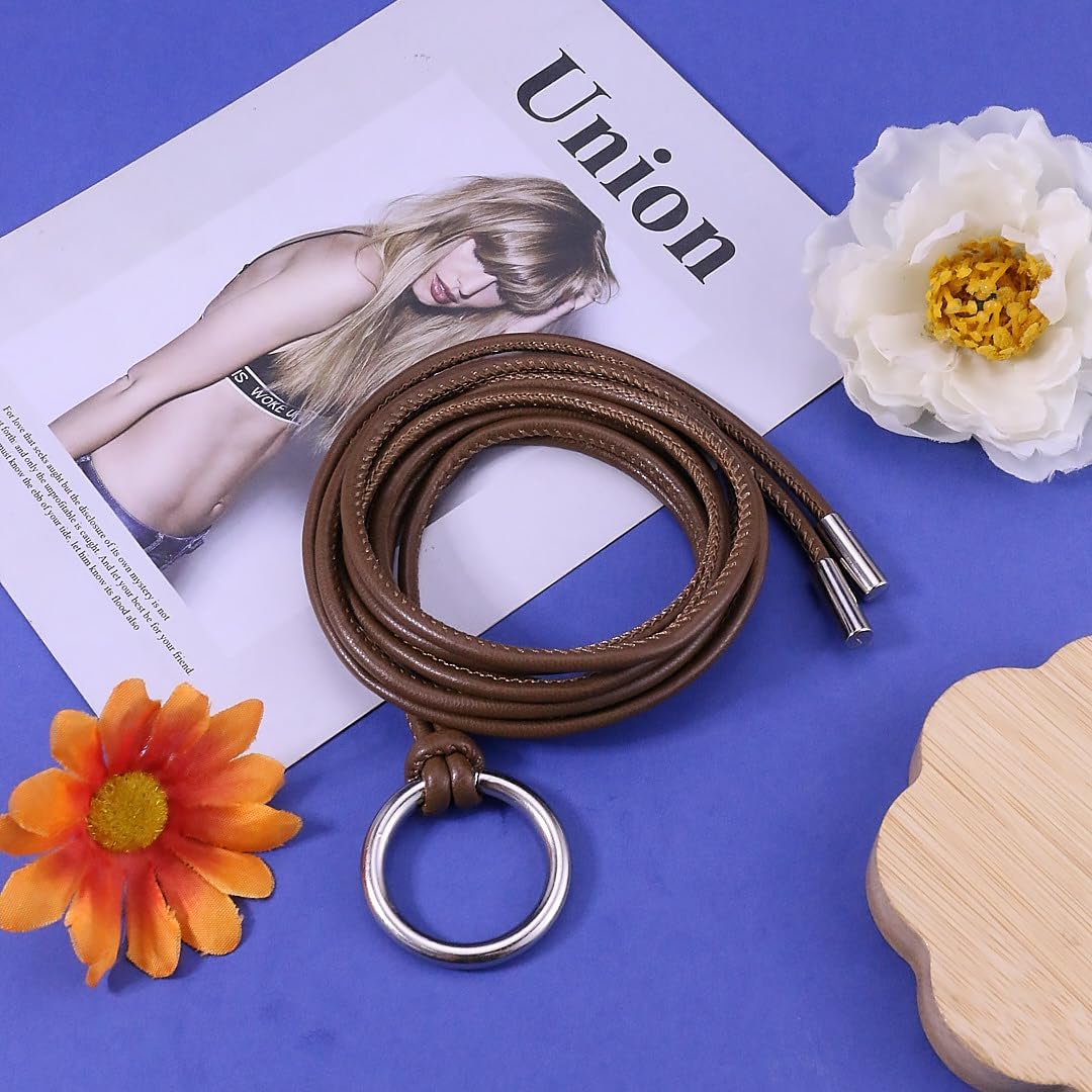 Rope Belts for Women Thin Black Belt Faux Leather Waist Tie Dress Renaissance Viking Rope Belt - Image 9