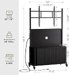 Planimetry Roulement TV Support avec support pour téléviseurs 32-75 pouces, réglable en hauteur TV Stand avec roues verrouillables, Centre de divertissement de Cabinet Fluted avec sortie d'alimentation & Stockage, noir