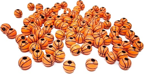 Honbay 100 cuentas acrílicas de baloncesto con agujero grande para pulseras, collares, aretes, lazos para el cabello, llaveros
