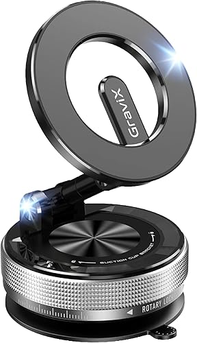 GraviX Soporte de teléfono para automóvil MagSafe  Soporte ajustable para teléfono de coche con fuerte succión y potente imán  Soporte de teléfono