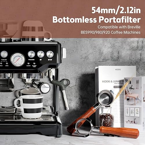 Miniatura 10 de Portafiltro sin fondo de 2.126 in, portafiltro desnudo sin fondo compatible con Breville serie 8 y máquinas Breville de 2.126 in