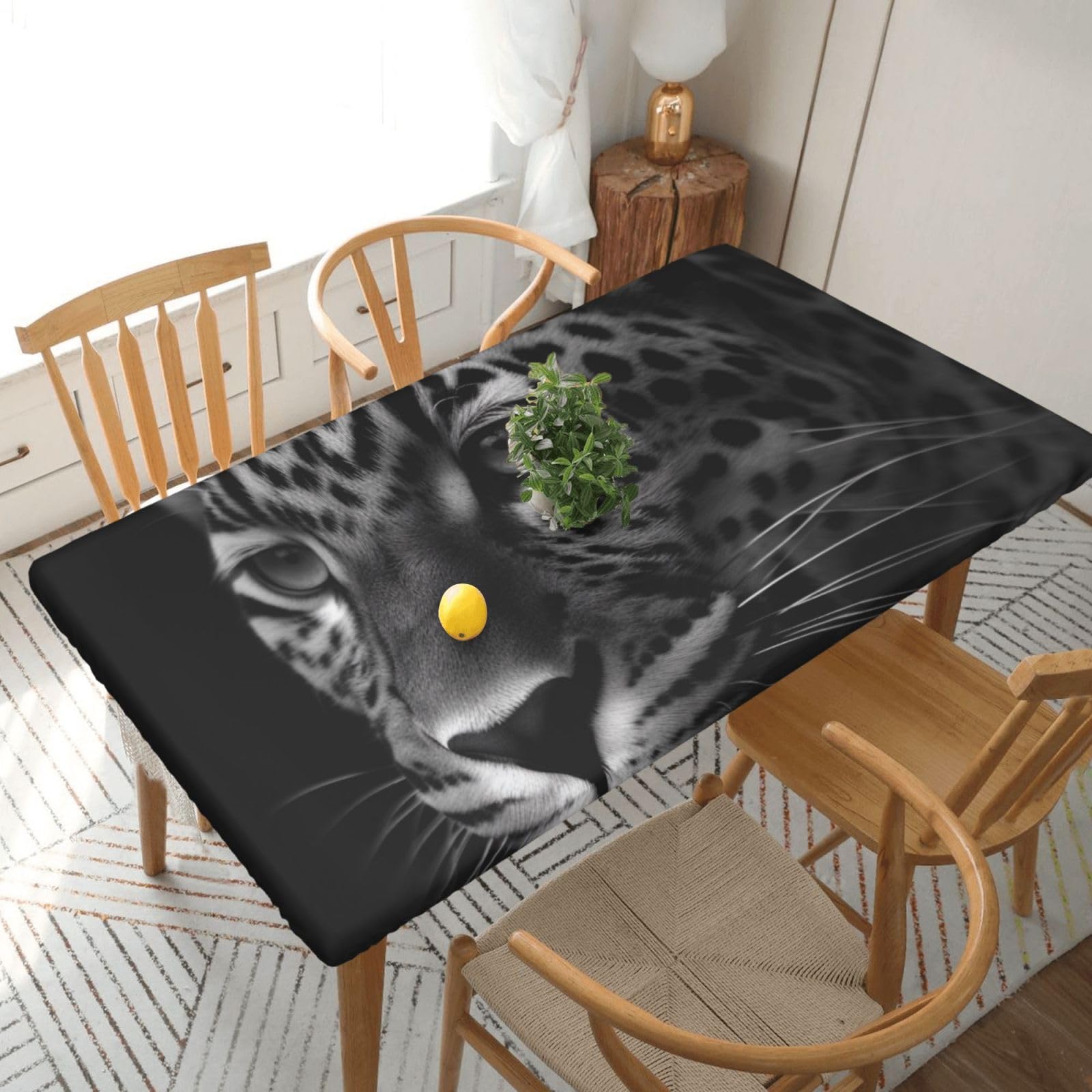 WPKJU Leopard Printed Tablecloths 5ft Rectangular Table Covers Washable Polyester Decorative Table Cloth for Dining Table Picnic Wedding