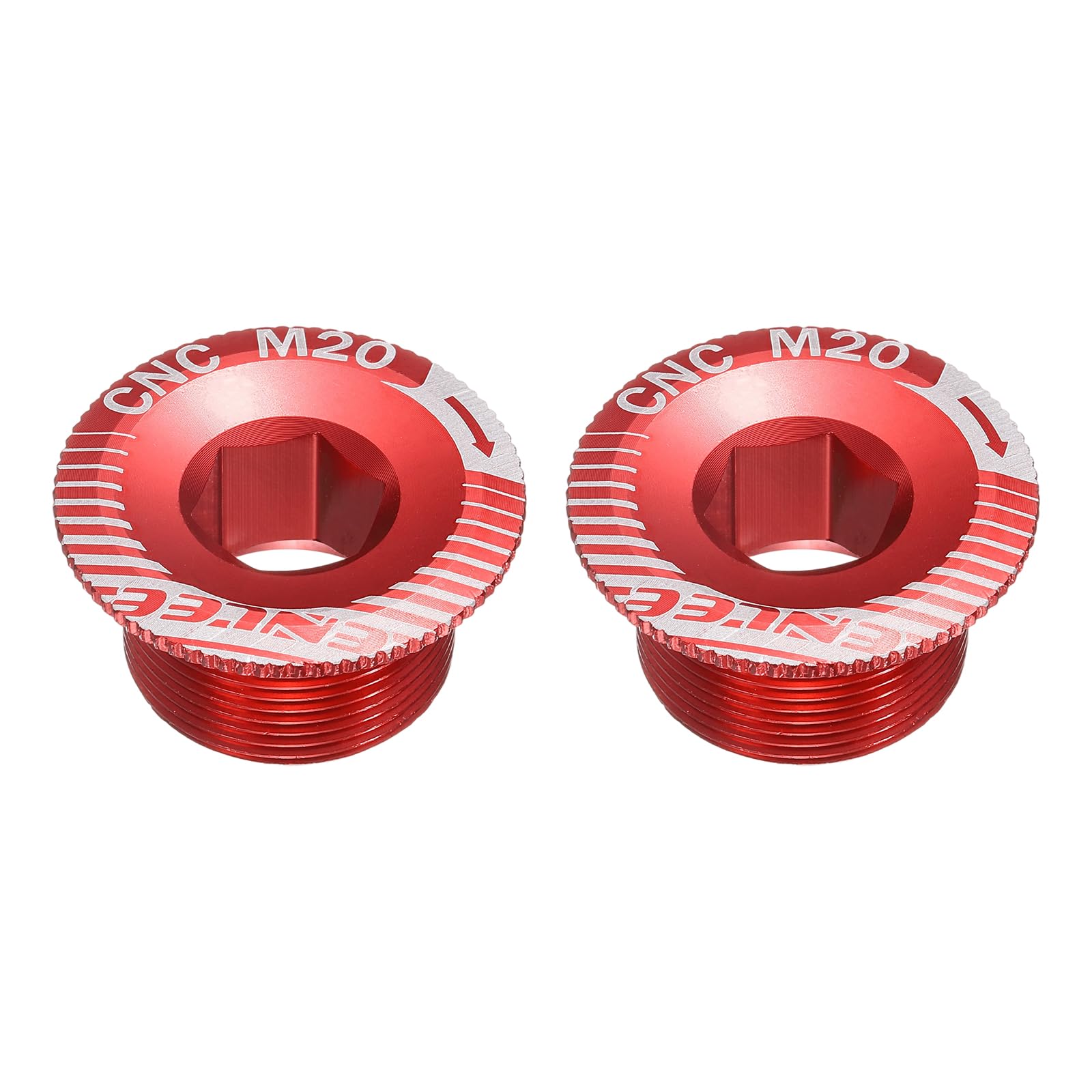 sourcing map 2pcs Crank Cover Screw M20 Aluminum Alloy Bicycle Crank Fixing Bolt Bike Crankset Arm Bolt Chainwheel Screws for Mountain Bike, Red