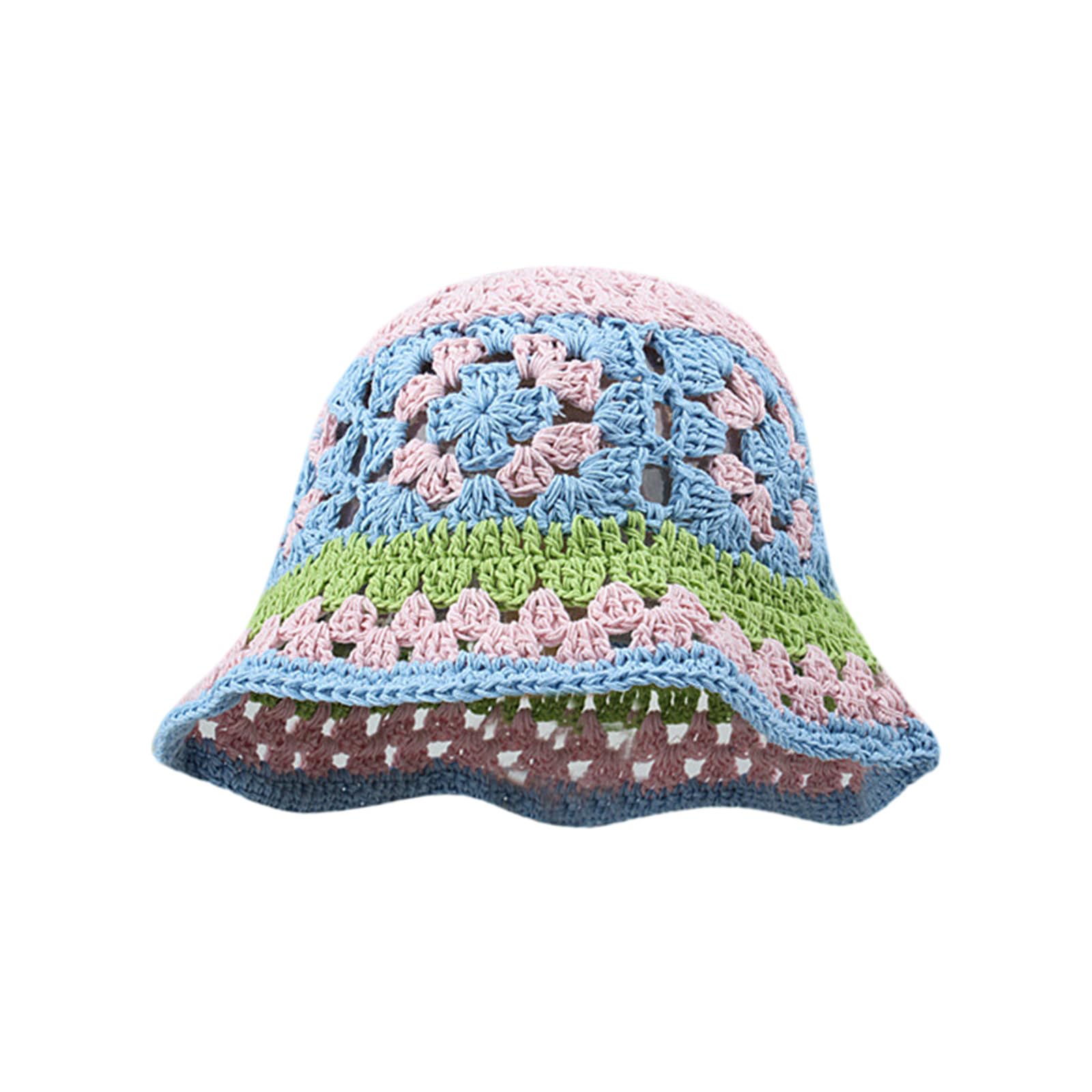 SUXINRY Fisherman Hat Crochet Wide Brim Bucket Hat Bucket Hat Crochet Flower Fisherman Hat for Adult Teens