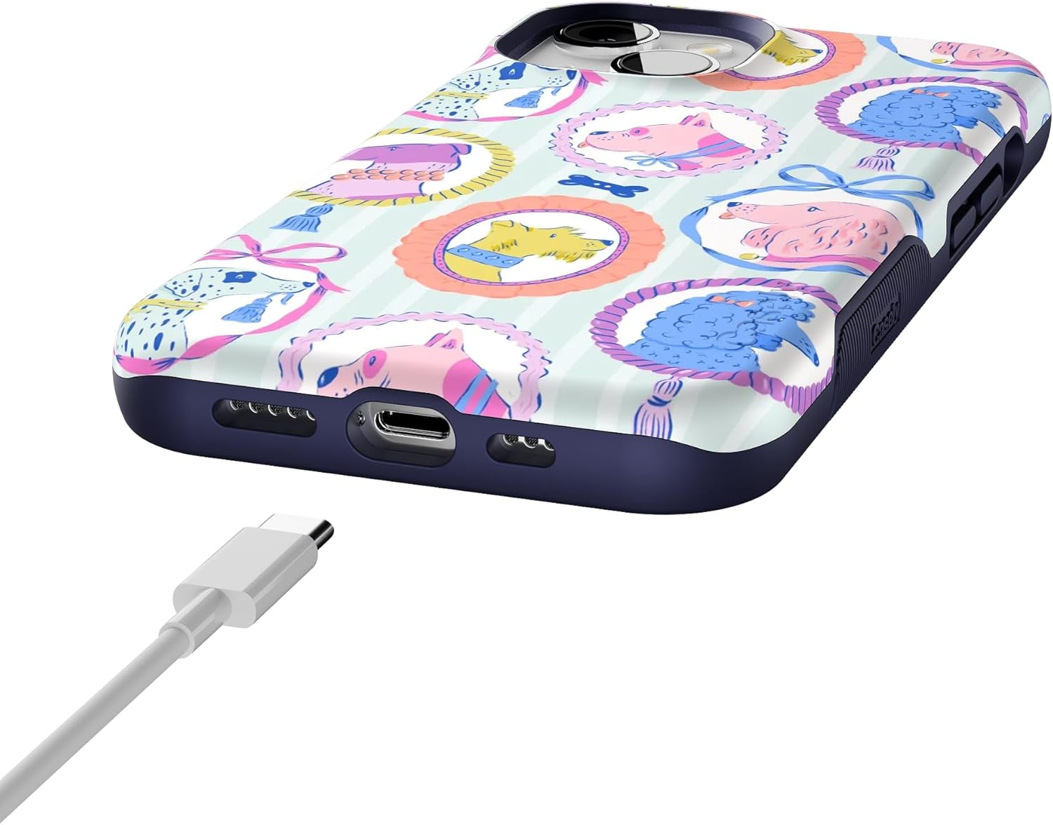 Casely iPhone 14 Case | Chateau Pups | French Dog | Bold Protective Design | Compatible with MagSafe