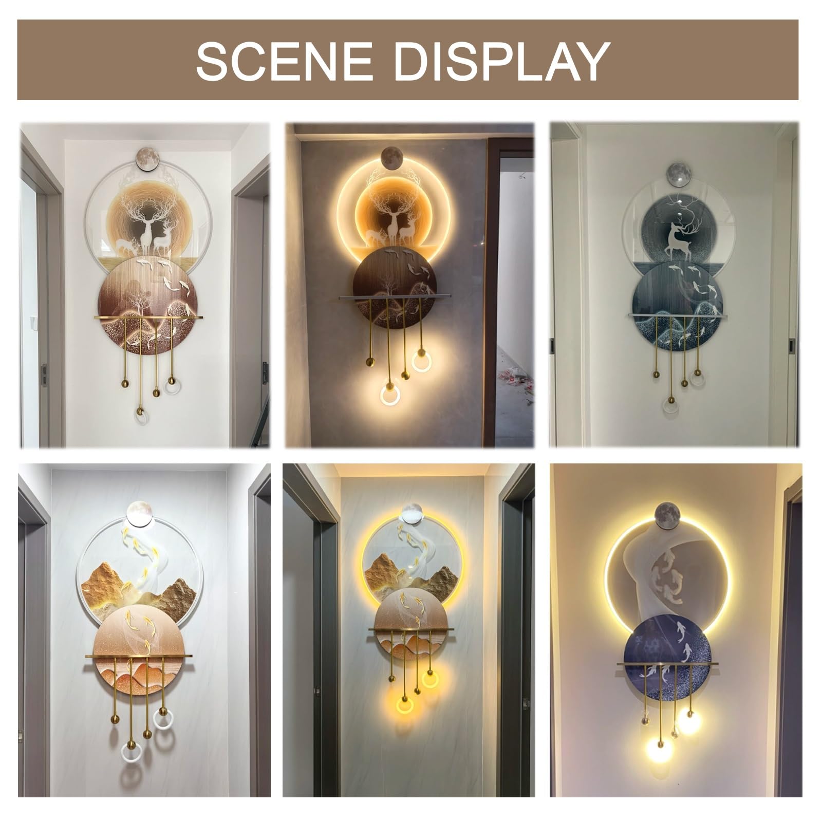 VOLDAX Cuadro de Pared con Luces, decoración de Pared con visión 3D, Obras de Arte para Colgar en el Dormitorio y la Sala de Estar(Black A,70 * 156cm/27.6 * 61.4in)