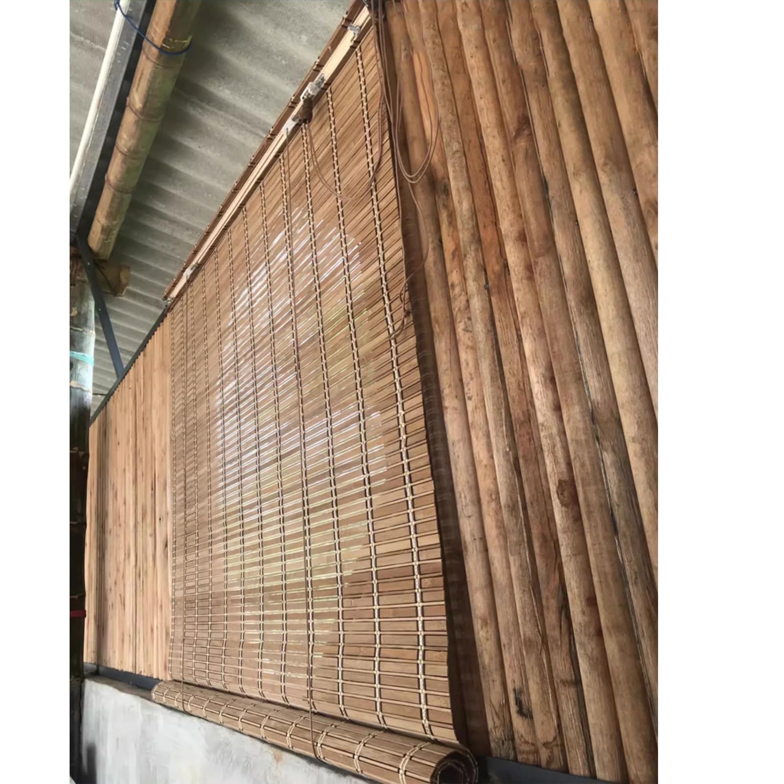 Stores à Enroulement en Bambou Naturel,Store Bateau en Bambou,Rideau à Rouleaux Romains,Store Fenetre Occultant pour Balcon Jardin Intérieur Extérieur,Largeur x Hauteur (100cm x 150cm)
