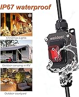 Vista 3 de weideer Cable de extensión con interruptores de alimentación de encendido/apagado IP67 impermeable 20A 250V 16AWG 2FT 3Pin enchufes enchufes